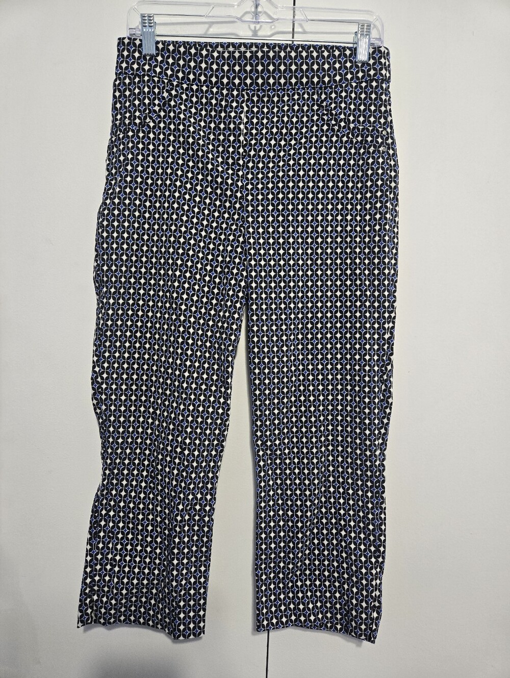 Roz‎ & Ali Geometric Print Pull On Crop Career Pants Size 10 Stretch Ankle